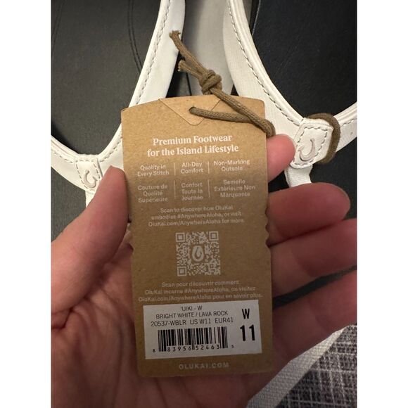NWT Women's Olukai UIKI Flip Flop Comfort Sandal Bright White / Lava Size 11 - Picture 2 of 5